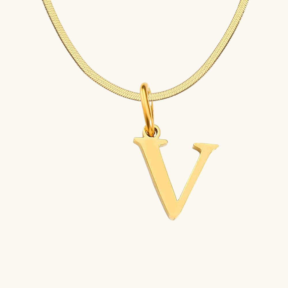 Initial Flat Snake Kette Buchstabe V - Fascina