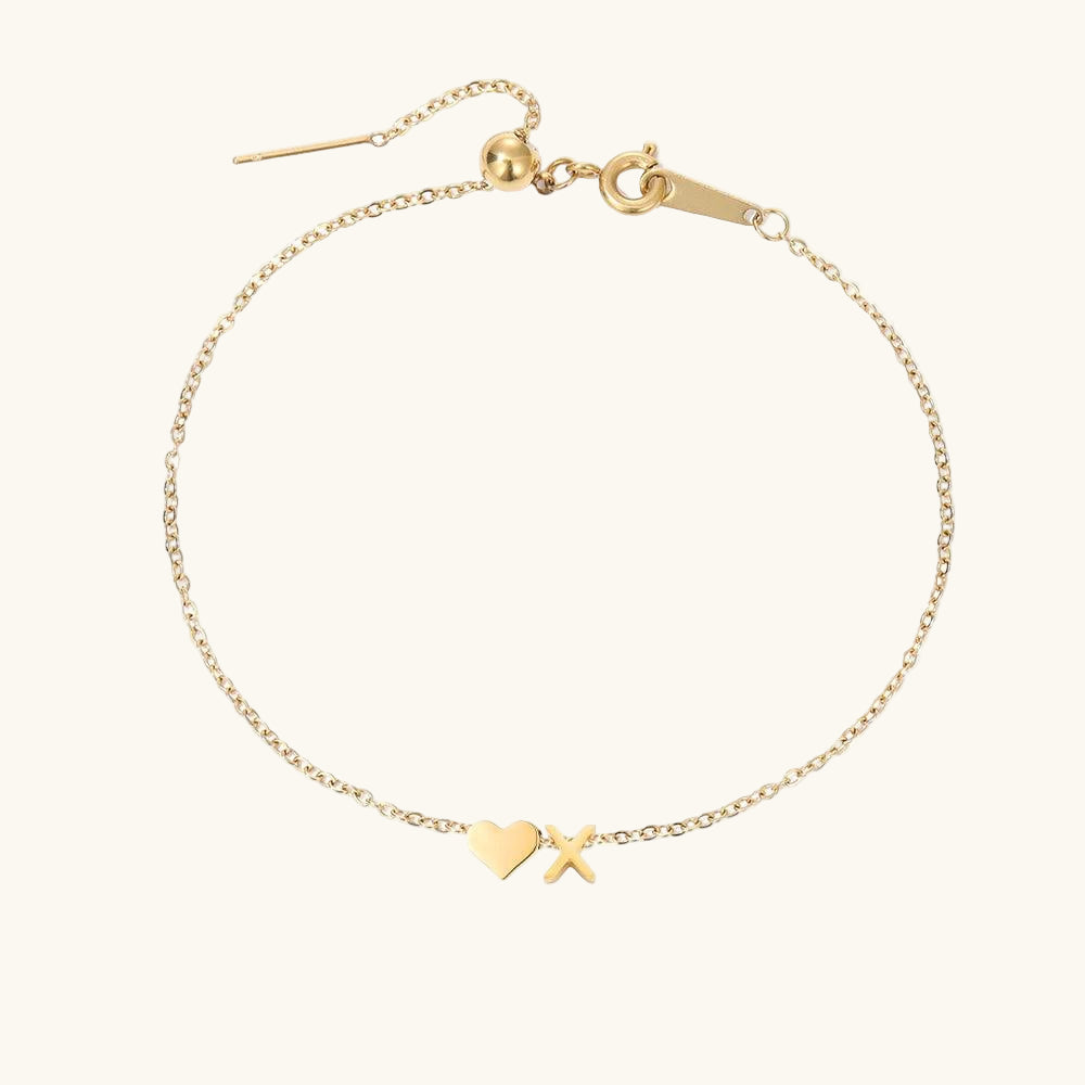 Initial Love Armband Herz + Buchstabe X - Fascina