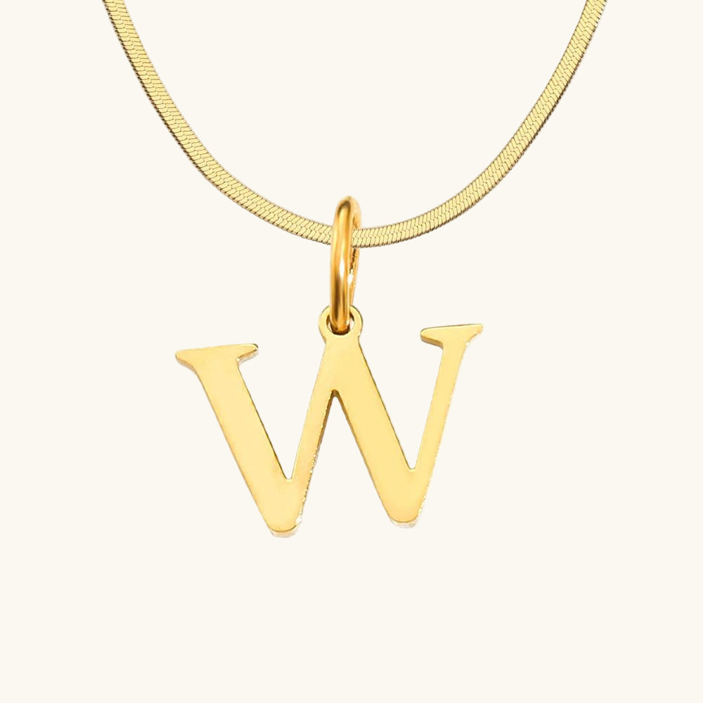 Initial Flat Snake Kette Buchstabe W - Fascina