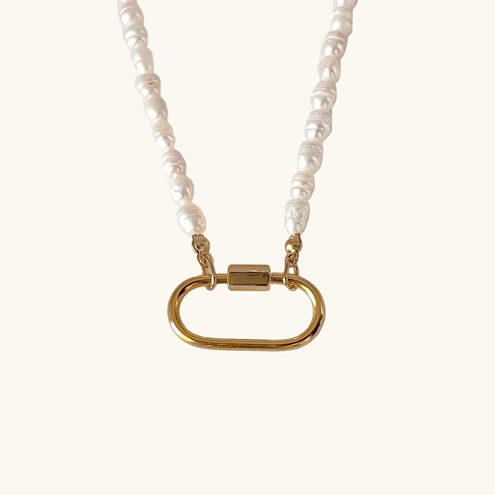 Gold / Süßwasser Karabiner Kette / 25x13 mm – Fascina