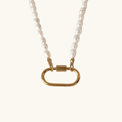 Gold / Süßwasser Karabiner Kette / 25x13 mm – Fascina
