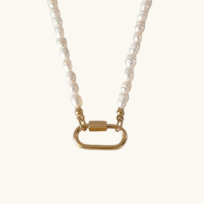 Gold / Süßwasser Karabiner Kette / 20x10 mm – Fascina