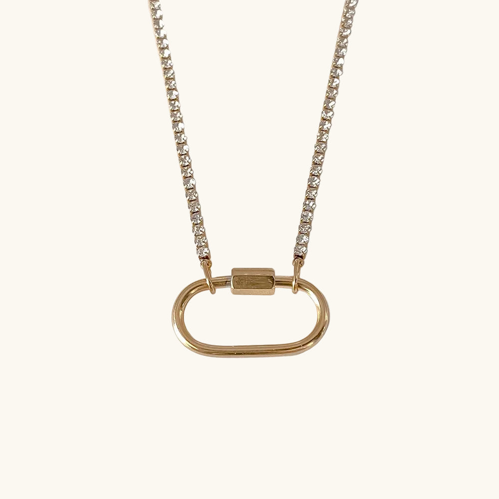 Gold / Crystal Karabiner Kette / 25x13 mm – Fascina