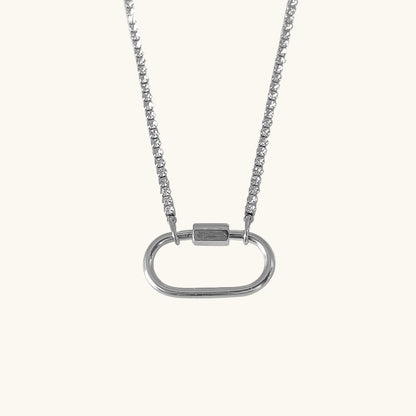 Silber / Crystal Karabiner Kette / 25x13 mm – Fascina